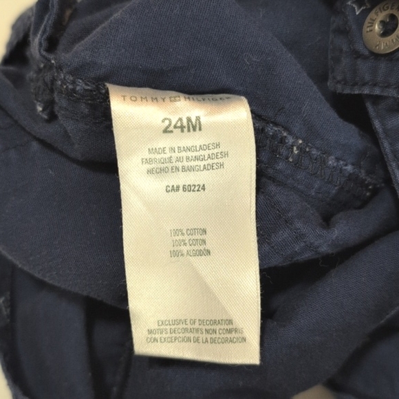 tommy hilfiger navy monogrammed cotton twill shortalls shorts overalls 24 months - Picture 5 of 8